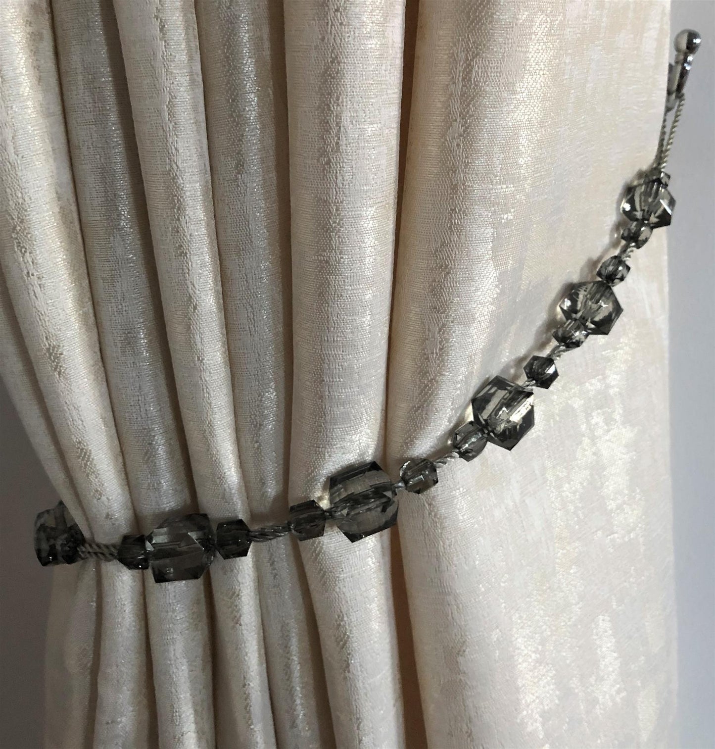 Smoke Tiffany Black Curtain Tie Backs - Pair
