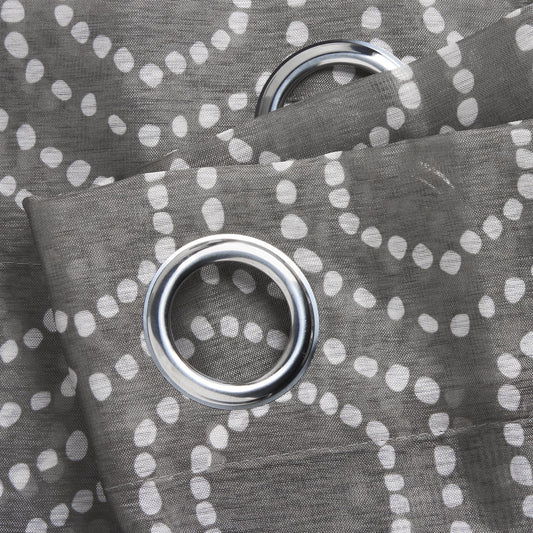 Grey/White Helen Eyelet Voile Curtain Panel