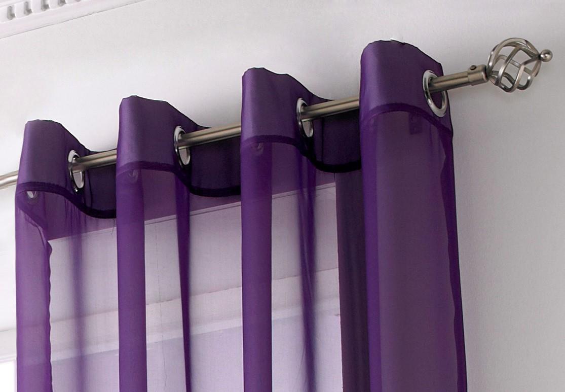Purple Plain Voile Eyelet Panel. Including Free Tie Back