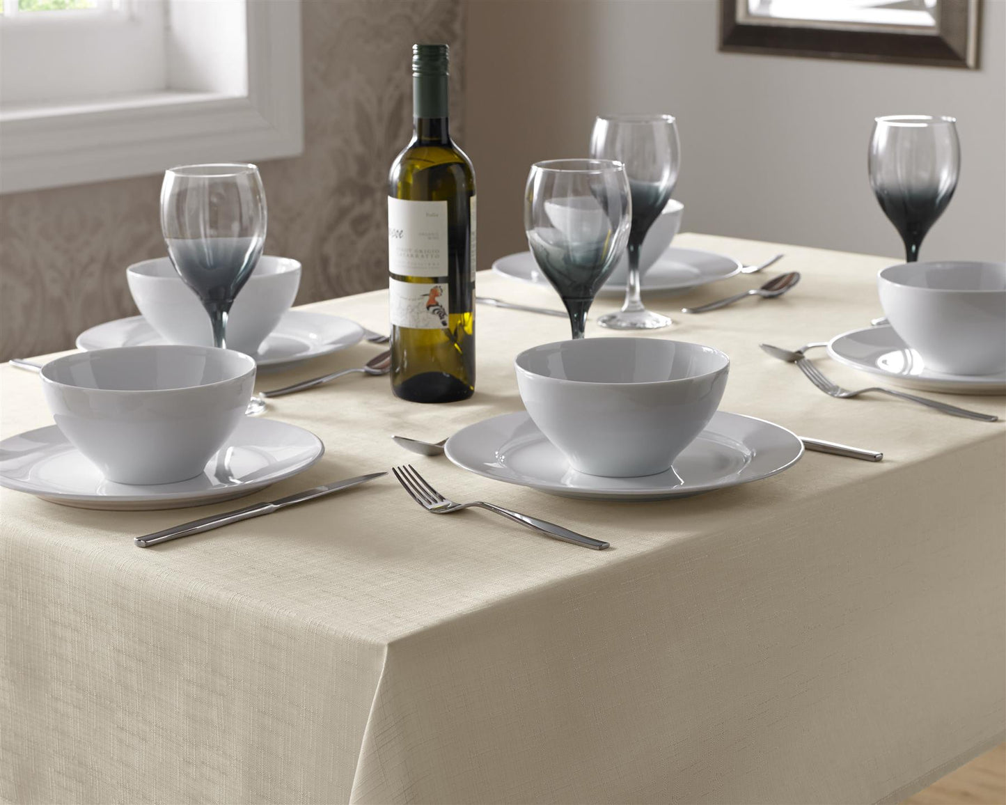 Ivory Linen Look Tablecloths