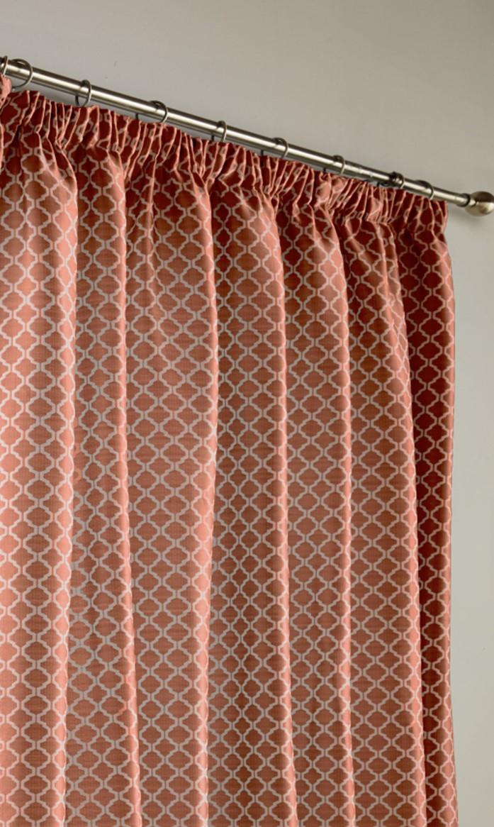 Clearance: Orange Cotswold Fully Lined Pencil Pleat Curtains Pair - 229cm x 229cm