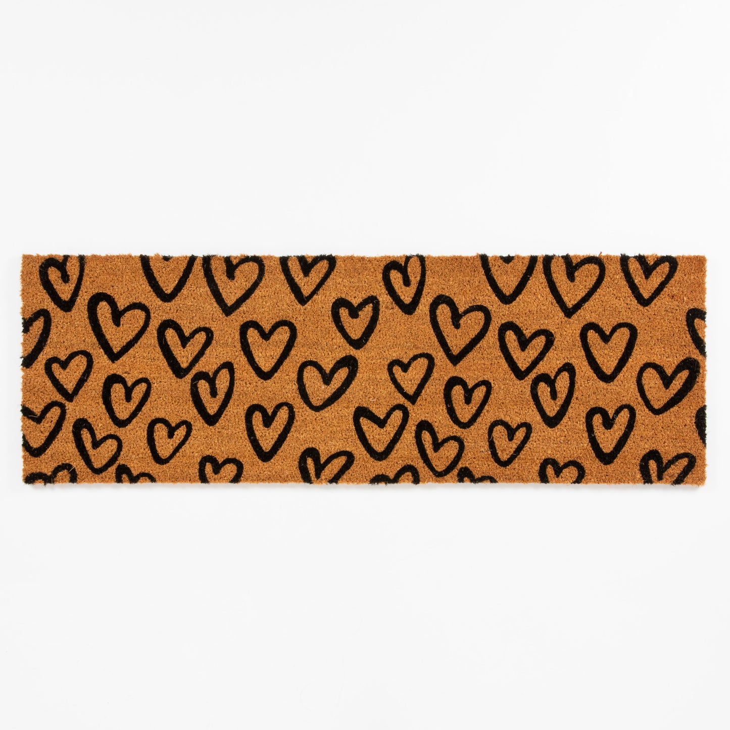 Pride Of Place Astley 40X120Cm Hand Drawn Hearts Natural Printed Pvc Backed Coir Mat
