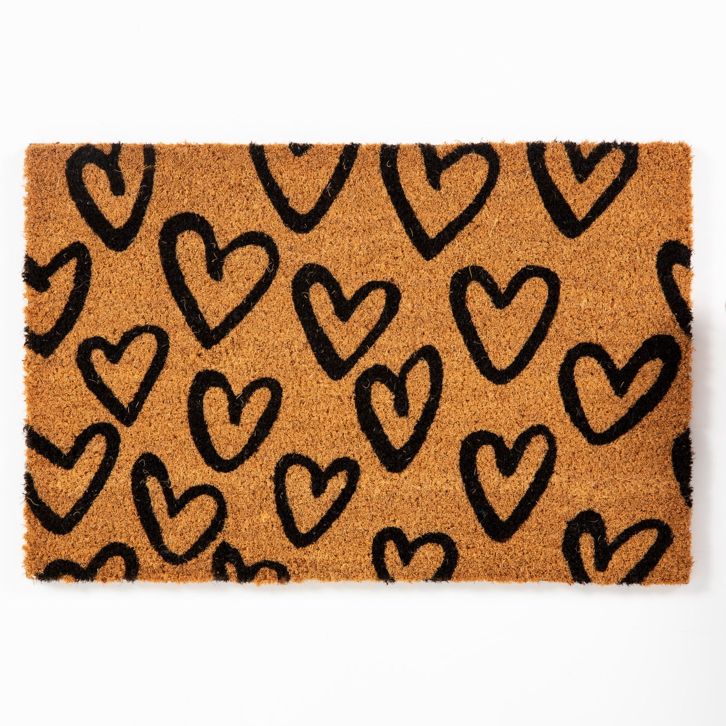 Pride Of Place Astley 40X60Cm Hand Drawn Hearts Natural Printed Pvc Backed Coir Mat