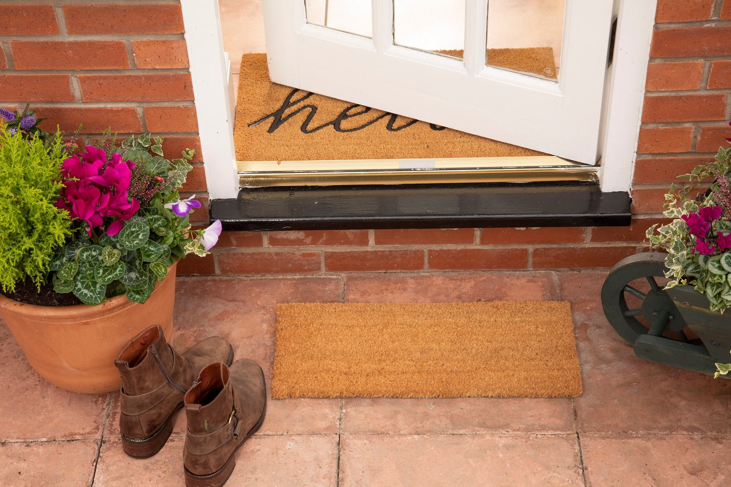 Mud Stopper Astley 25X60Cm Natural Plain Pvc Backed Coir Mat