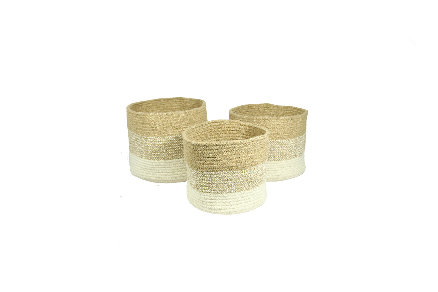 Barking Set of 3 Hanging Jute Basket Nested Black Colour