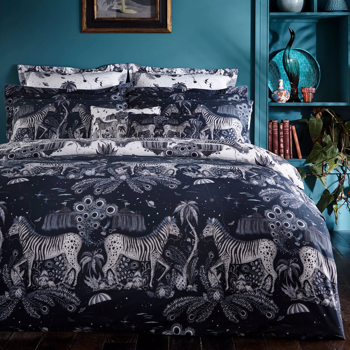 Lost World Navy Duvet Cover by Emma J Shipley - King