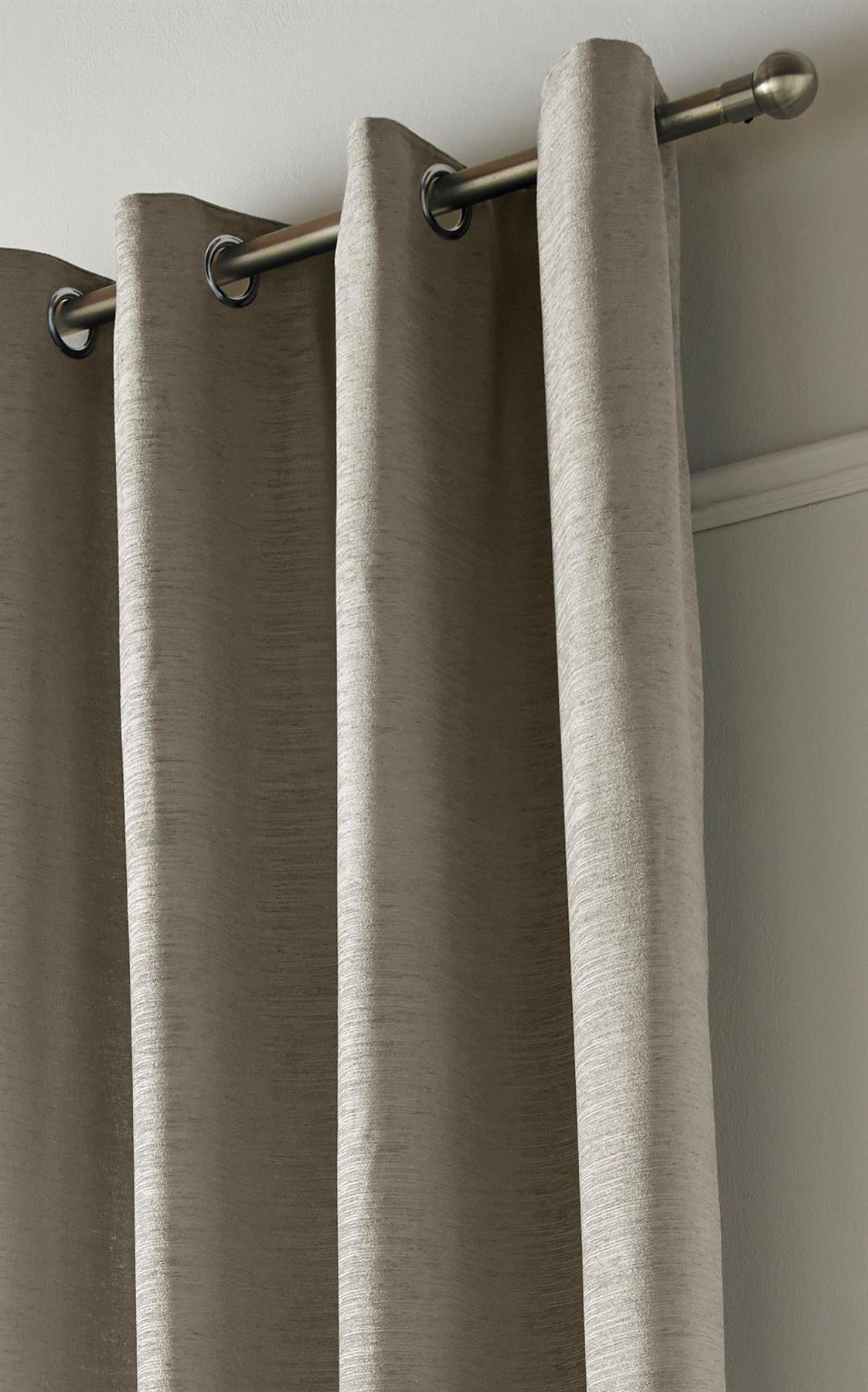 Cream Plain Chenille Fully Lined Eyelet Curtains Pair