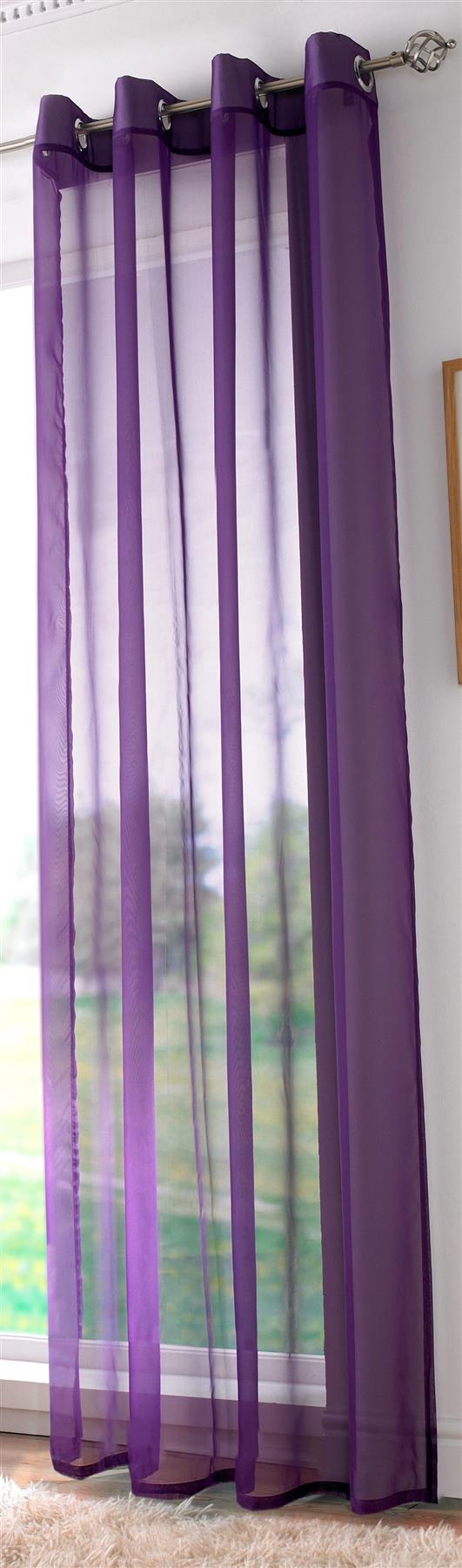 Purple Plain Voile Eyelet Panel. Including Free Tie Back