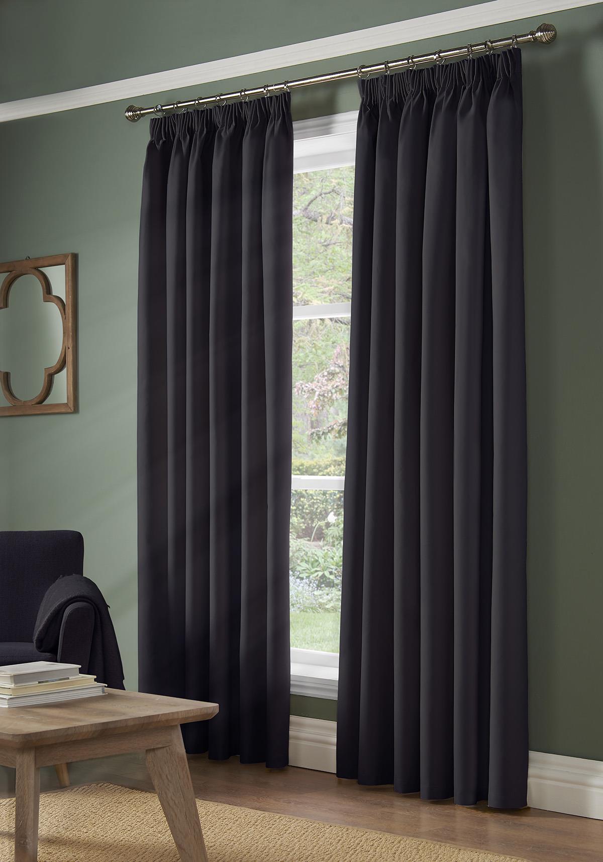 Charcoal Blackout Thermal Taped Curtains - Pair