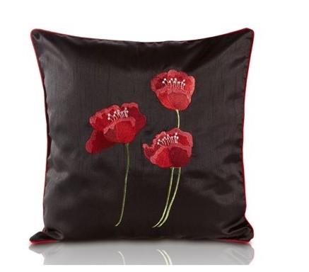 Black Poppy Cushion Covers