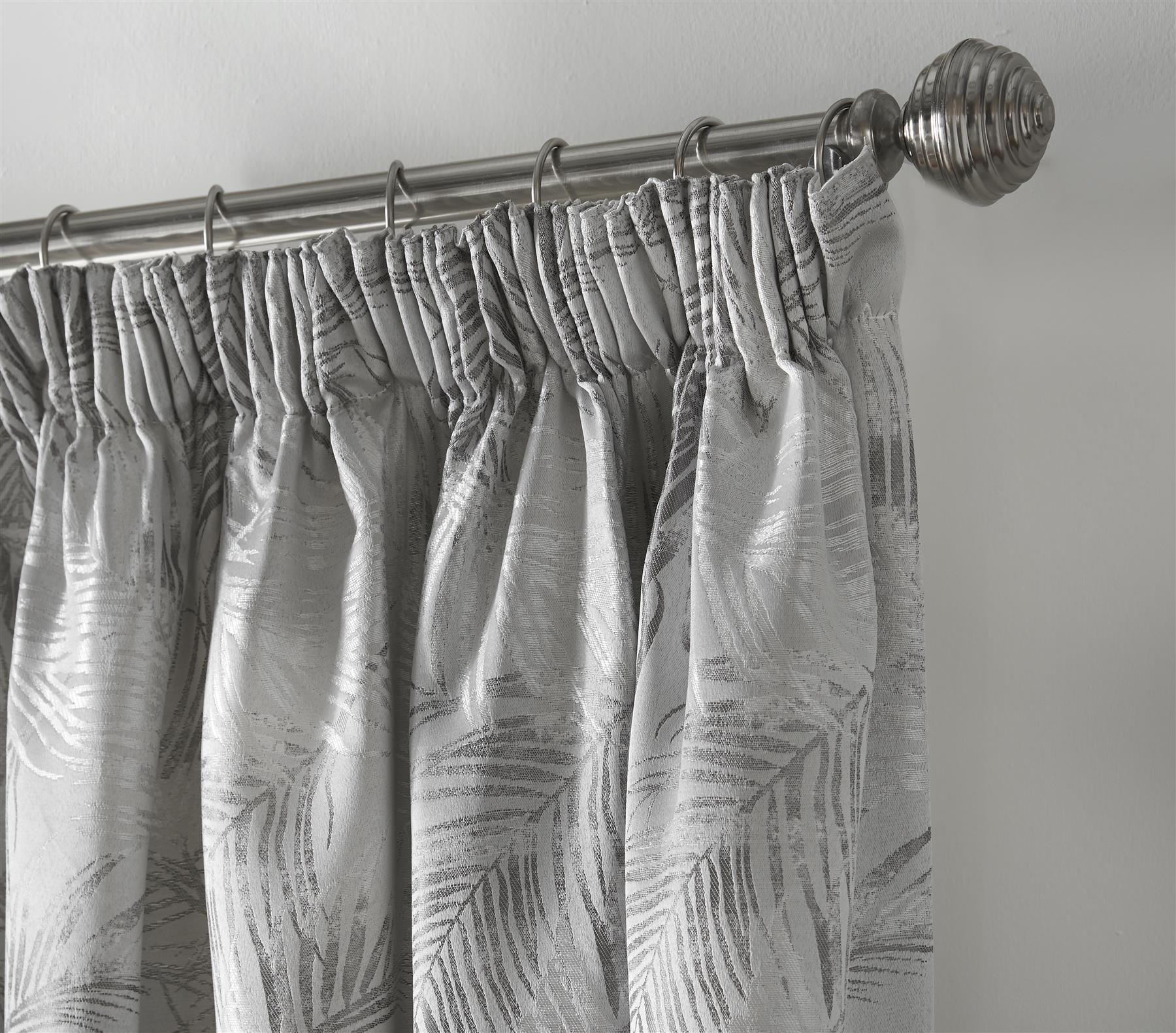 Silver Fiji Fully Lined Pencil Pleat Curtains Ppair