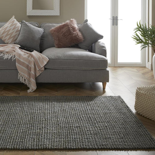 Whitefield Grey Handwoven Boucle Rug