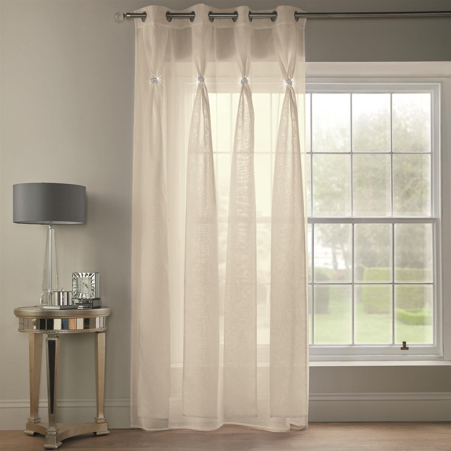 Cream Diane Eyelet Voile Curtain Panel