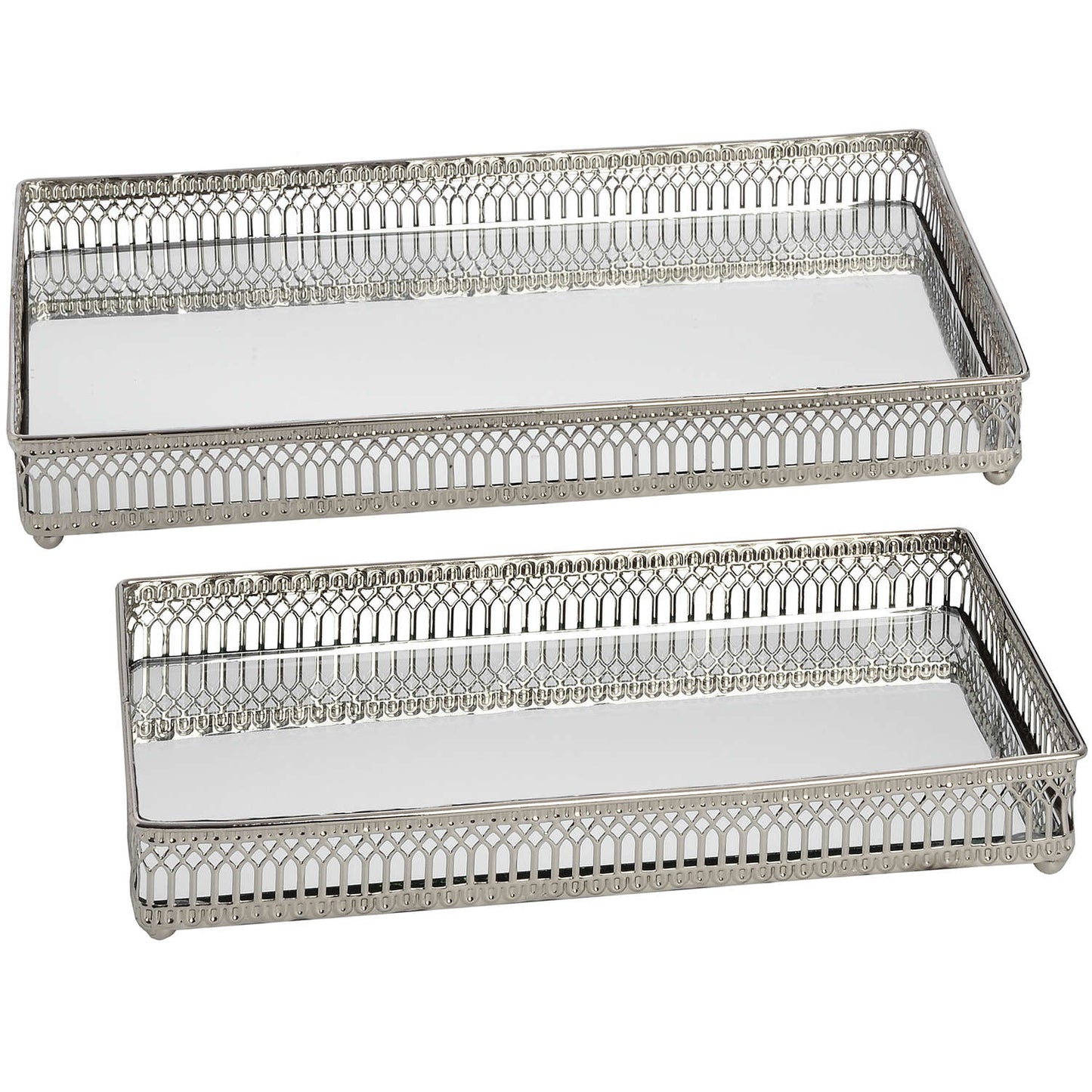 Set of Rectangular Nickel Plated Trays (16172) By Hill Interiors