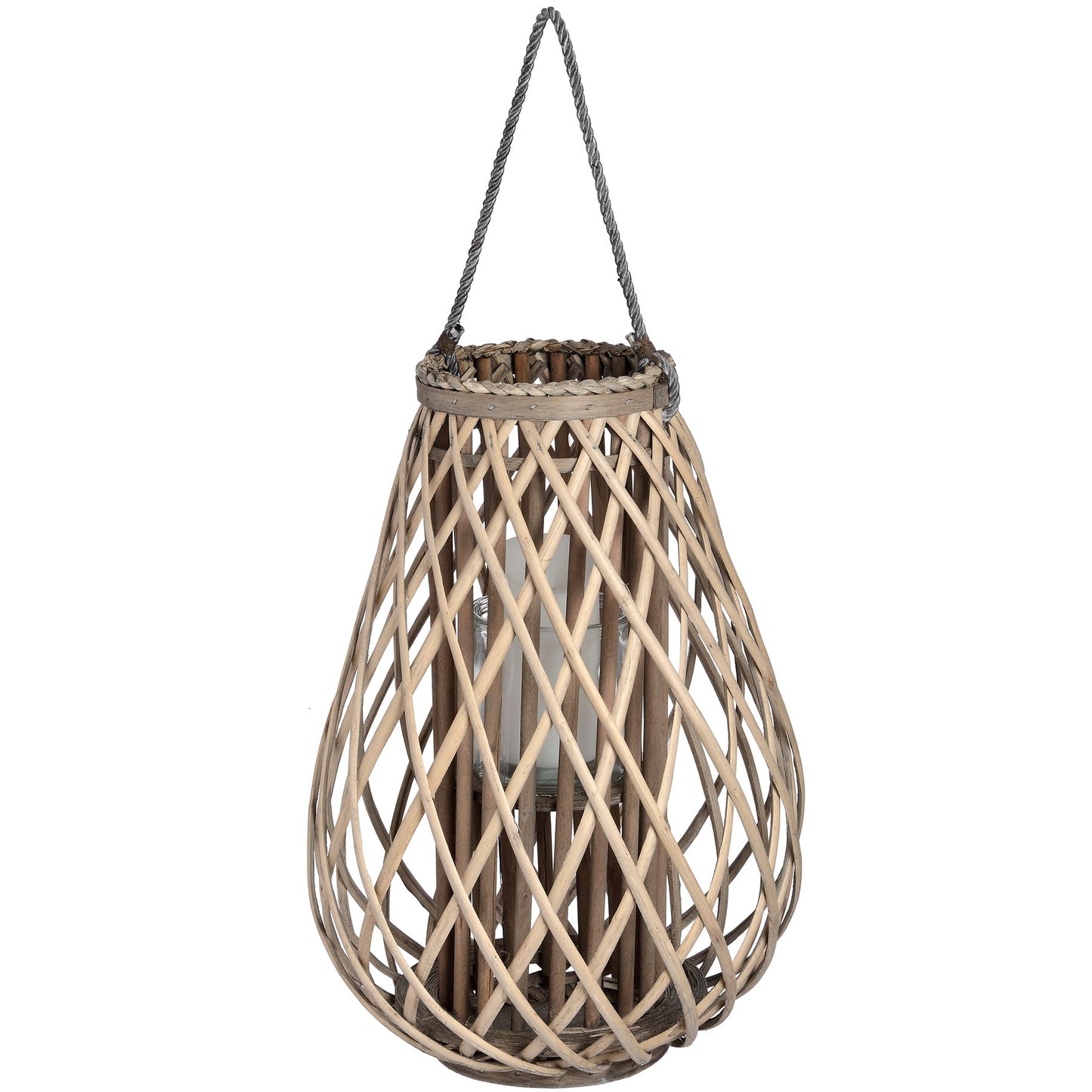 Large Wicker Bulbous Lantern (18726) By Hill Interiors