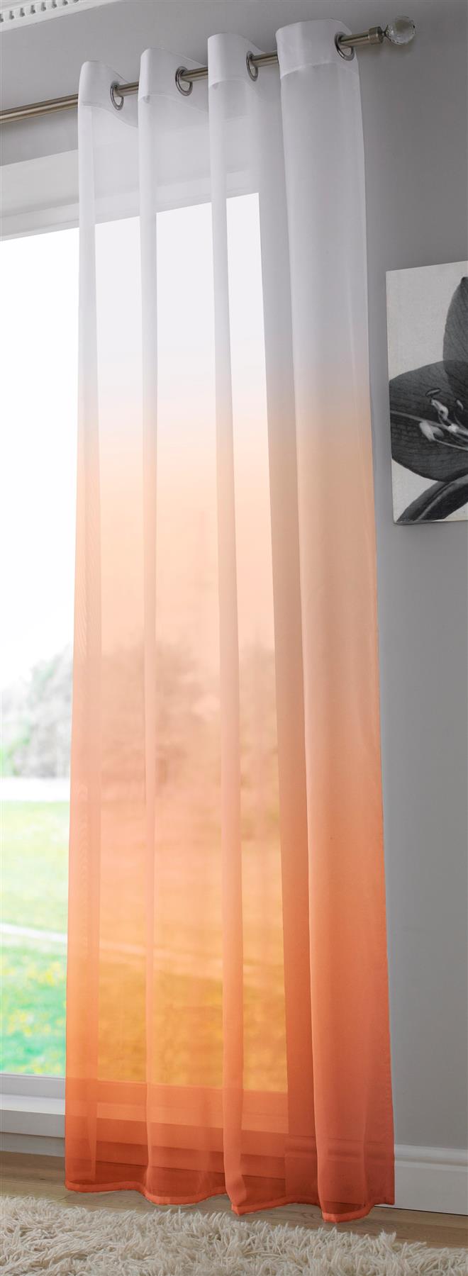 Orange Harmone Eyelet Voile Curtain Panel