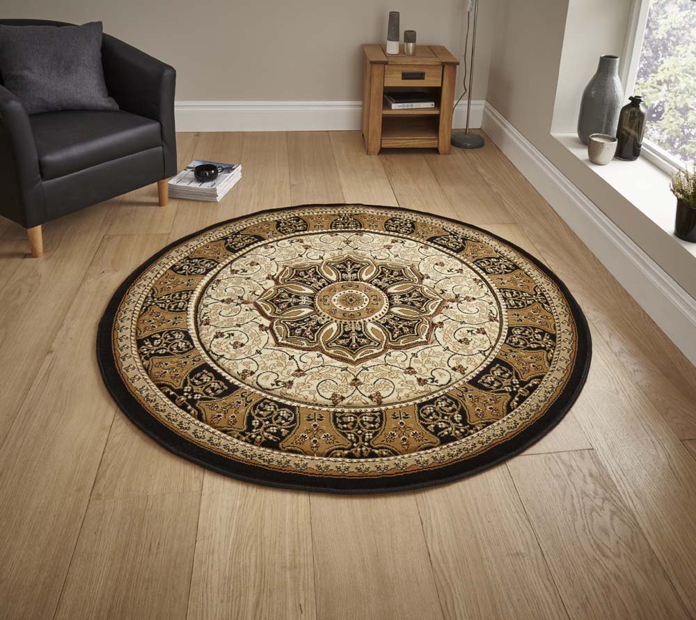 Heritage 4400 Black/Cream Circle Rug