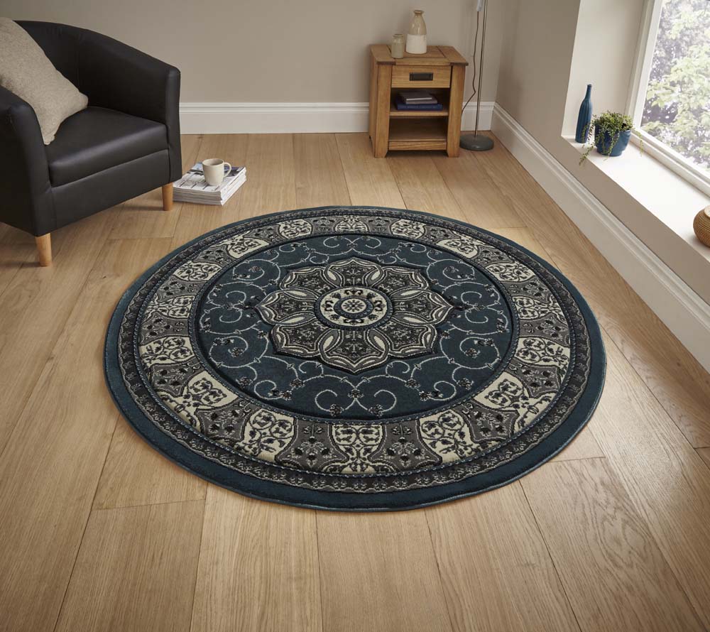 Heritage 4400 Dark Blue Circle Rug