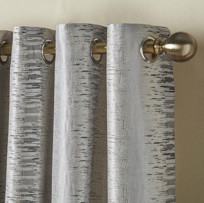 Silver Reflection Fully Lined Eyelet Curtains Pair