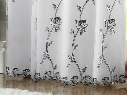 Black Tahi Fully Lined Eyelet Curtains Pair