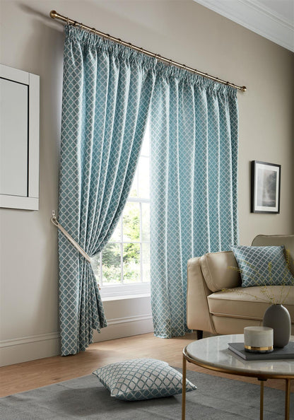 Teal Cotswold Fully Lined Pencil Pleat Curtains Pair