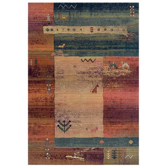 Gabbeh 217 X Ethnic Rug - Beige/Blue/Red