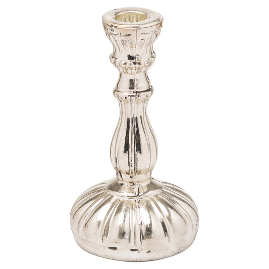 Silver Foil Design Dinner Candle Holder (20926) By Hill Interiors