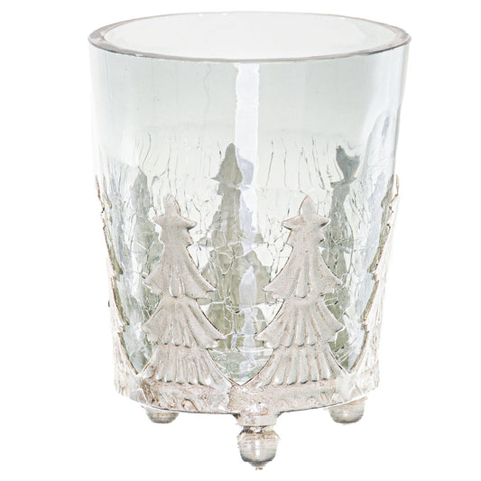 Noel Collection Small Christmas Tree Crackled Candle Holder (22424) By Hill Interiors