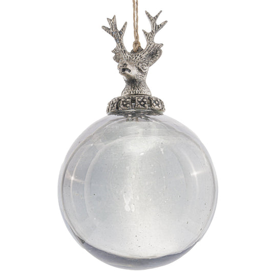 The Noel Collection Smoked Midnight Stag Top Bauble (22464) By Hill Interiors