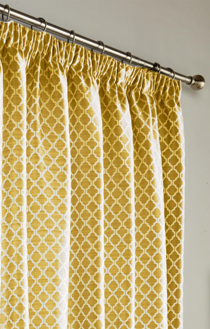 Ochre Cotswold Fully Lined Pencil Pleat Curtains Pair