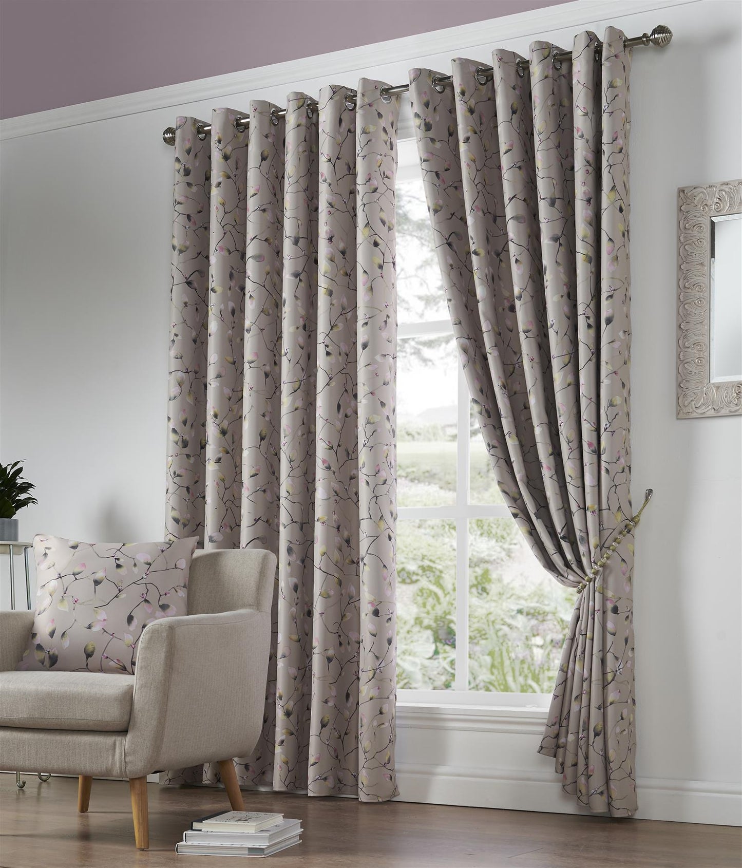 Pink Blossom Blackout Thermal Eyelet Curtains - Pair
