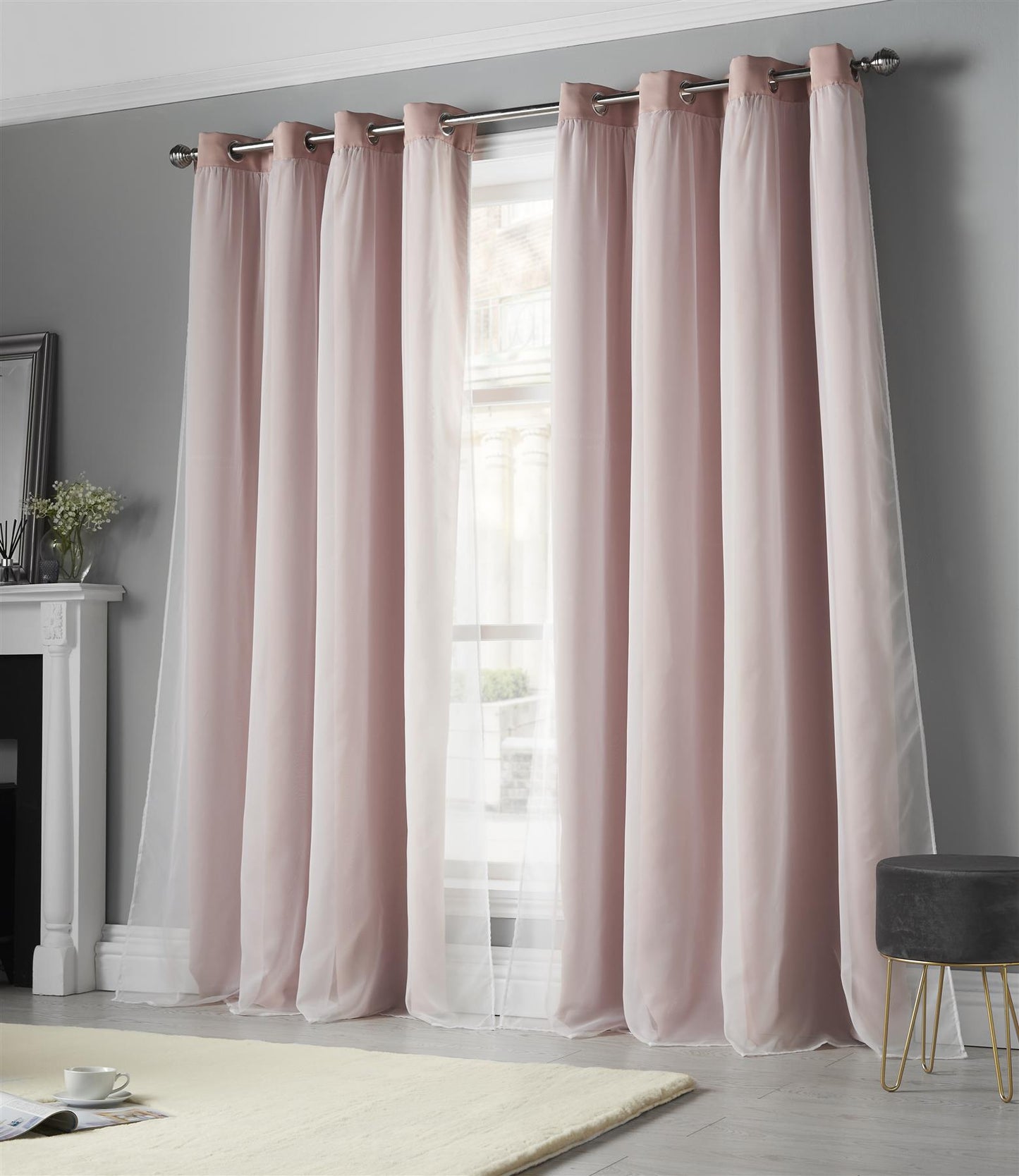 Pink Beck Blackout Thermal Eyelet Curtains - Pair