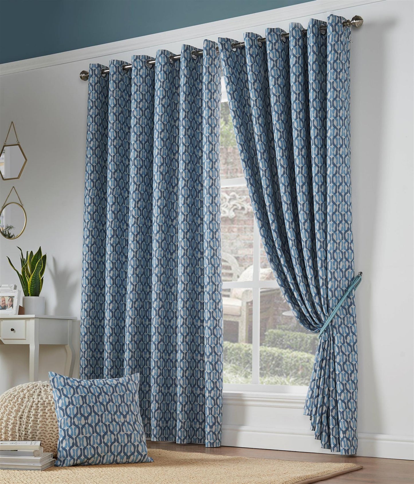 Blue Cam Blackout Thermal Eyelet Curtains - Pair
