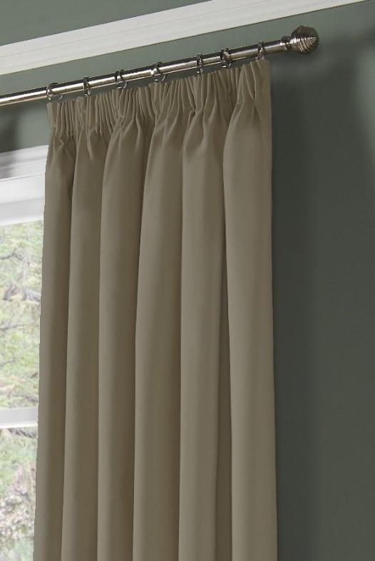 Beige Blackout Thermal Taped Curtains - Pair