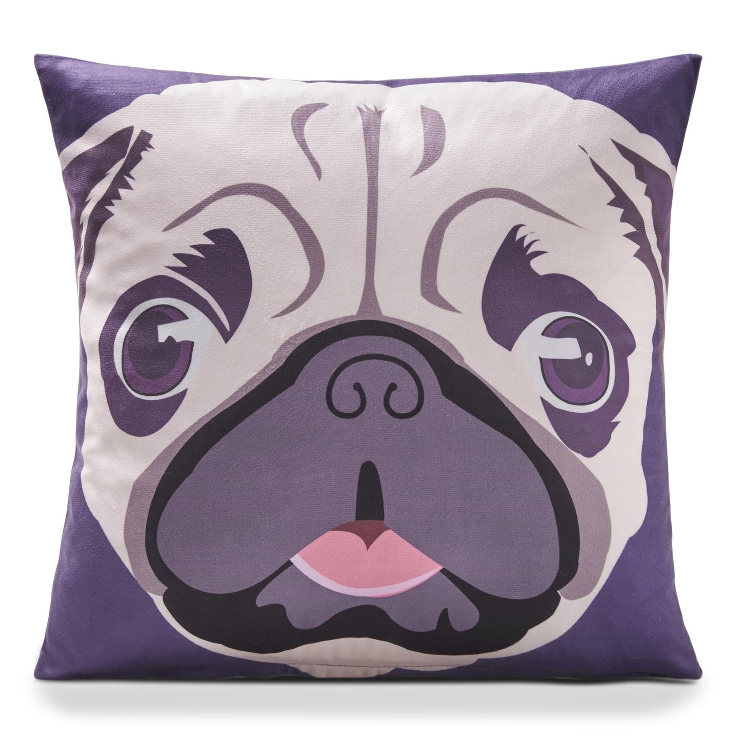 Multi Pug Dog Velvet Cushion Cover