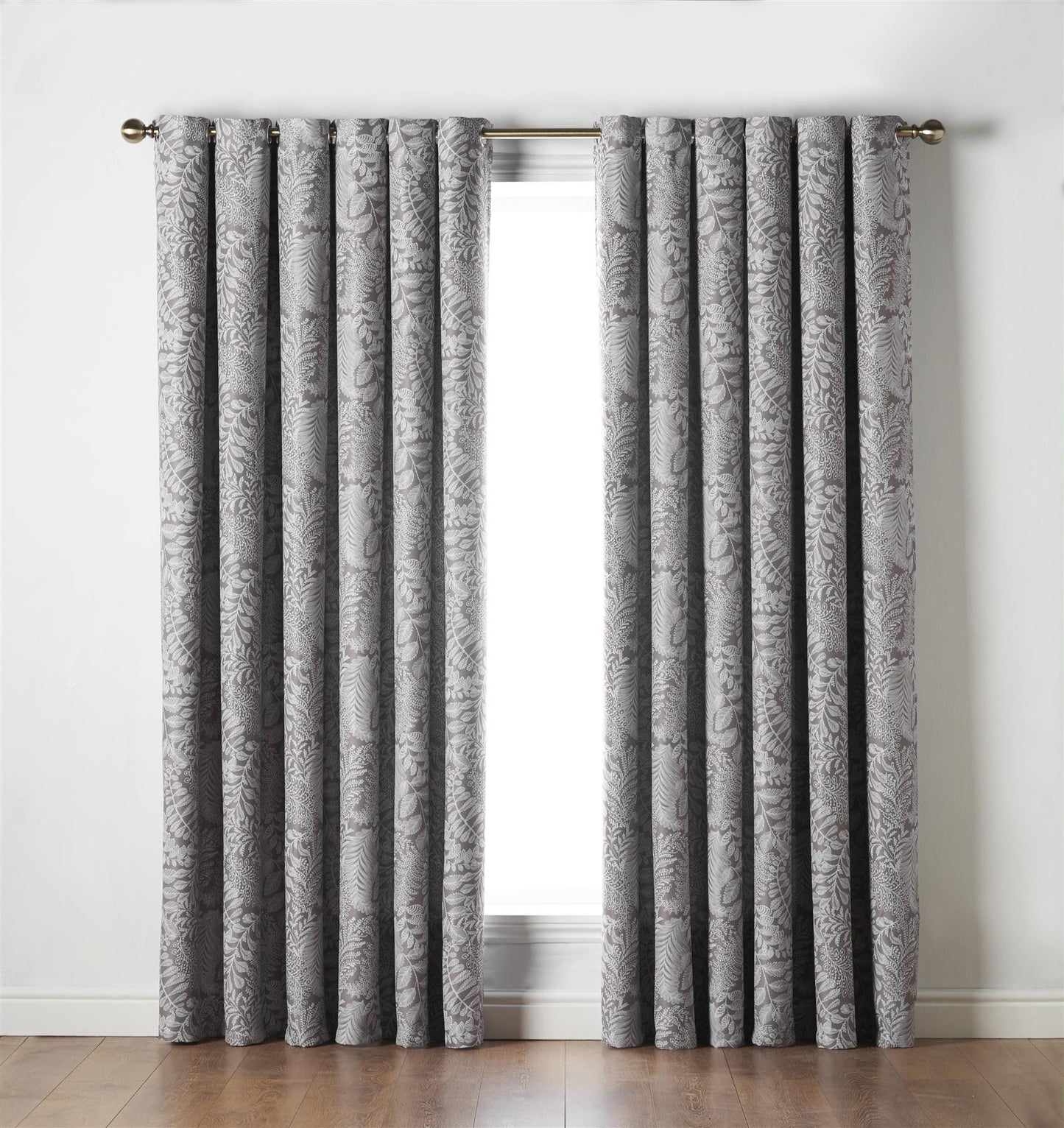 Latte Fern Blackout Thermal Eyelet Curtains - Pair