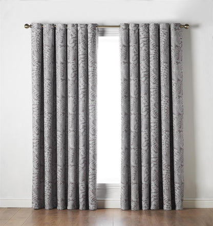 Latte Fern Blackout Thermal Eyelet Curtains - Pair