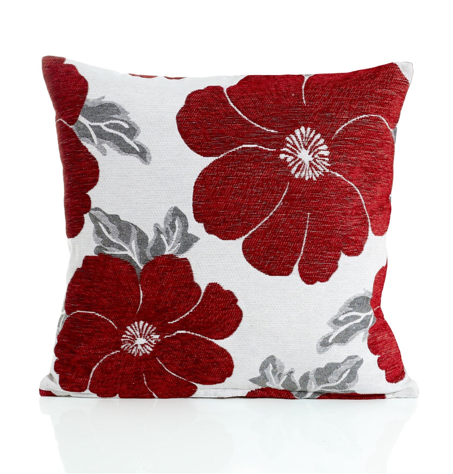 Red Poppie Chenille Cushion Covers