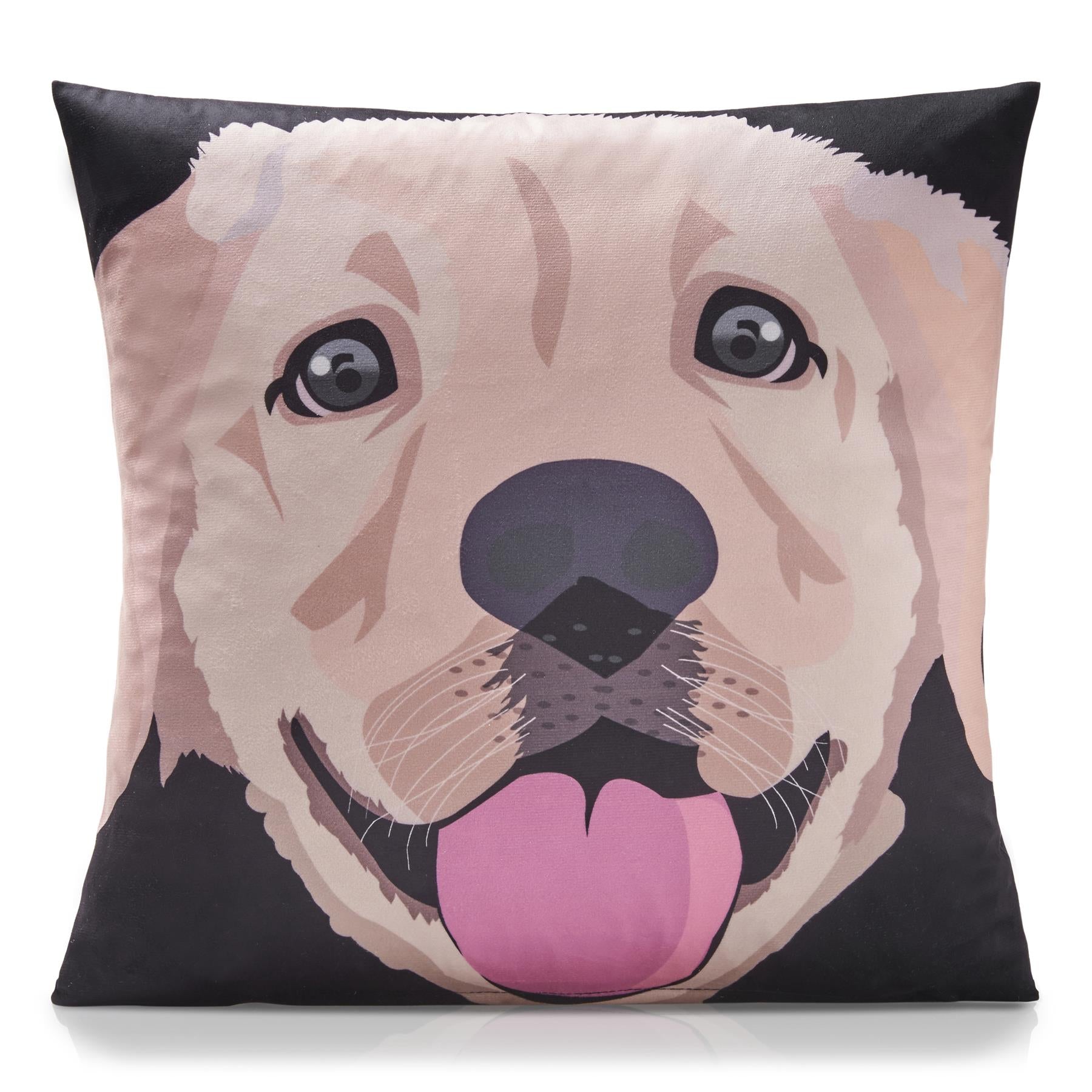 Multi Golden Labrador Dog Velvet Cushion Cover