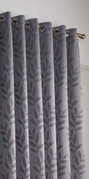 Silver Tivolia Fully Lined Eyelet Curtains - Pair - Including Free Tie Backs