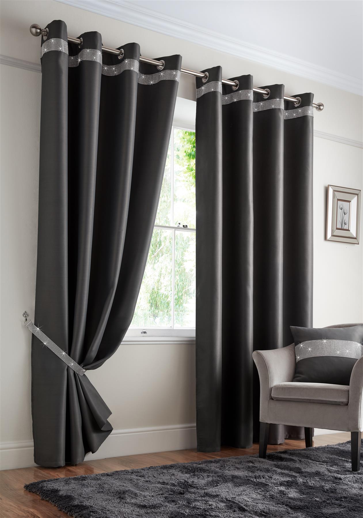 Charcoal Pal Thermal Eyelet Curtains - Pair