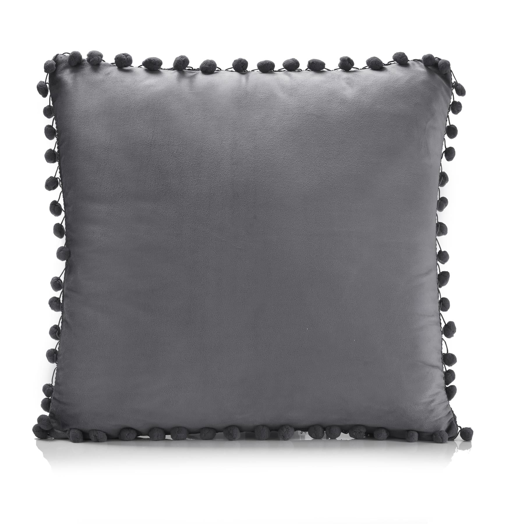 Charcoal Pom Pom Cushion Covers