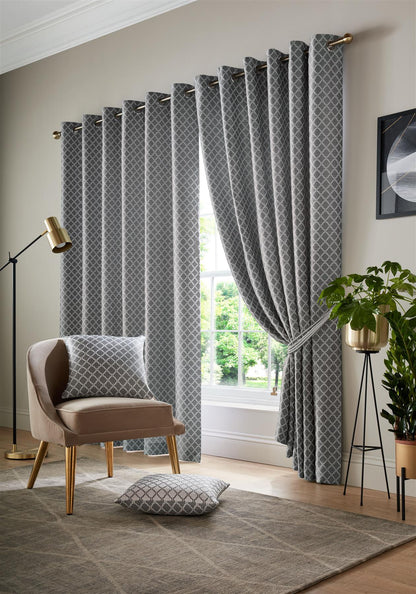 Latte Cotswold Fully Lined Eyelet Curtains Pair