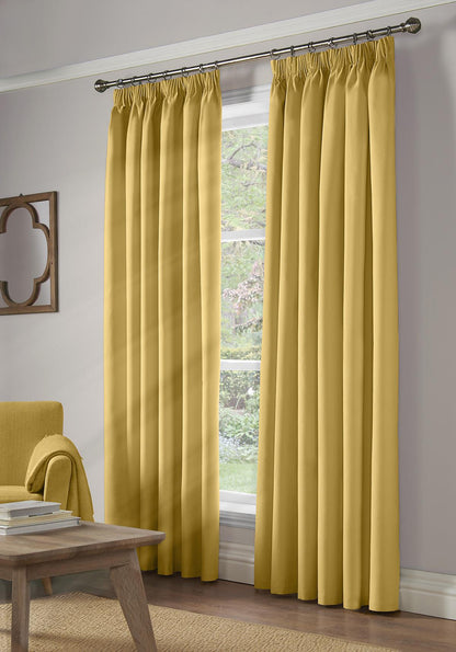 Ochre 100% Blackout Thermal Taped Curtains - Pair