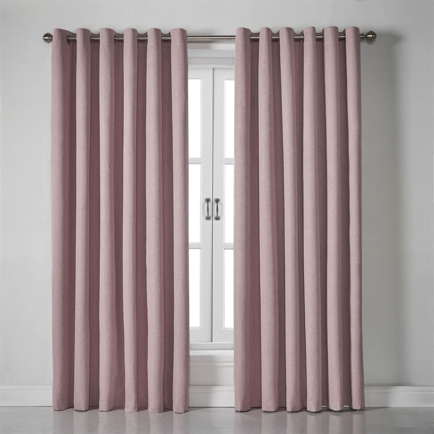 Blush Blackout Linen Look Eyelet Ring Top Curtains - Pair