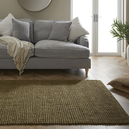 Whitefield Olive Handwoven Boucle Rug