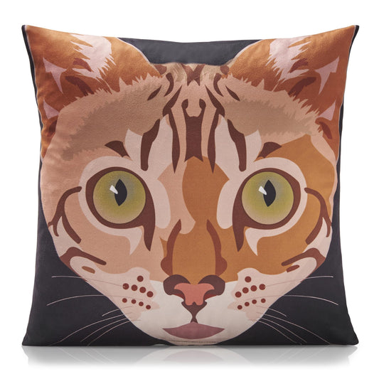 Multi Bengal Cat Velvet Cushion Cover
