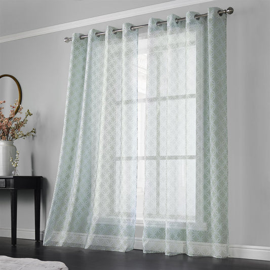 Sage Harp Eyelet Voile Curtain Panel