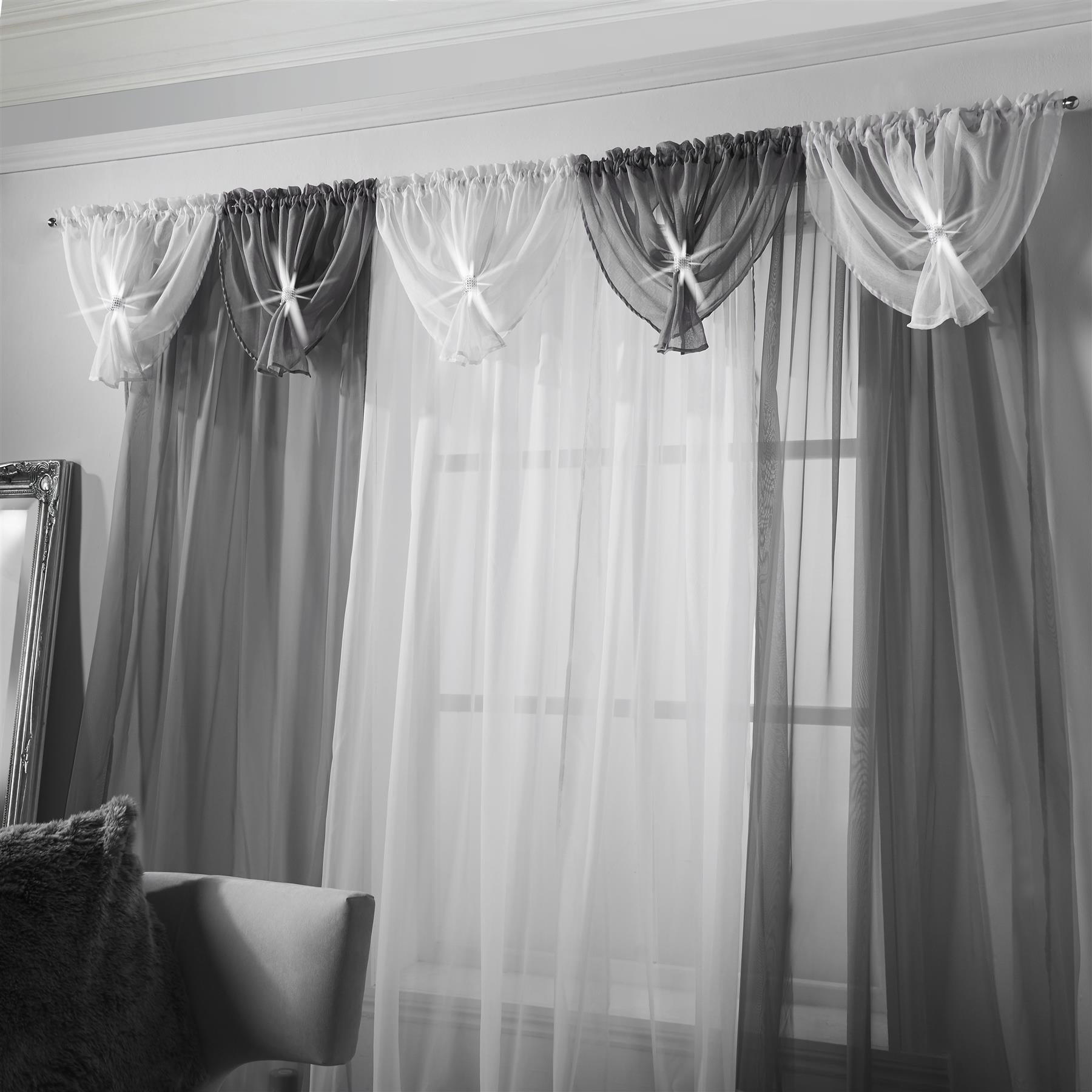 Silver Marble Textured Slot Top Voile Curtain Panel