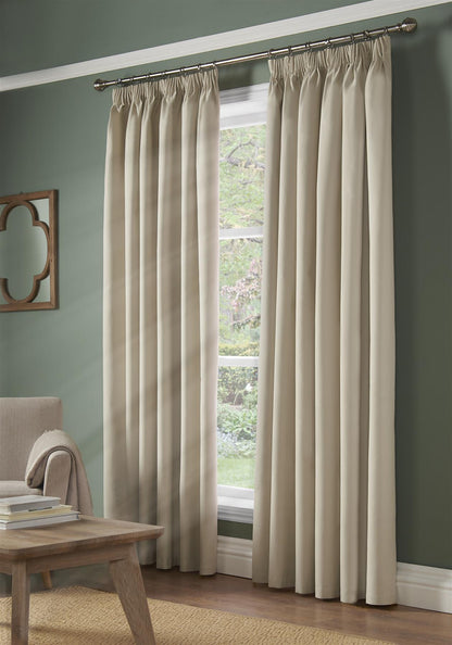 Cream 100% Blackout Thermal Taped Curtains - Pair